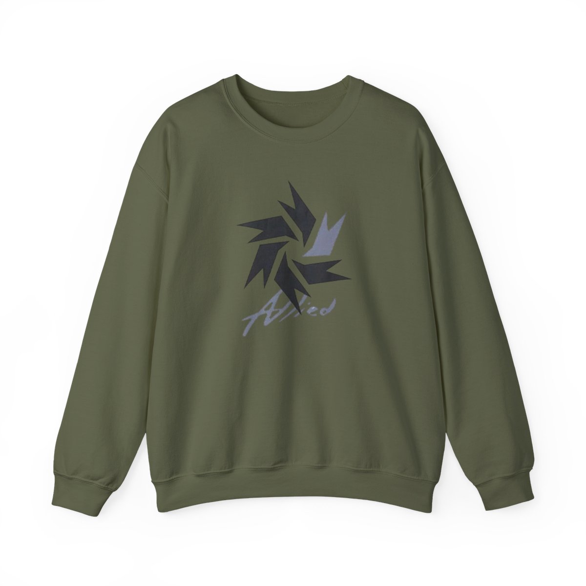 Abstract Starburst Logo crewneck sweatshirt | geometric emblem, navy gray accents | Lookism - alternate angle 4, merchandise