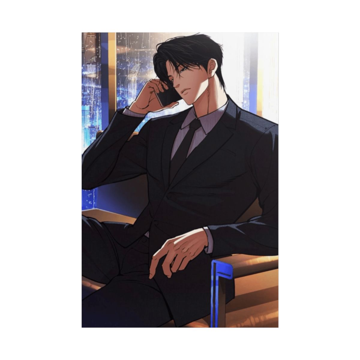 Brooding Suit Guy Rolled Poster | Noir Cityscape Illustration | Lookism - Official Posters & Wall Art merchandise