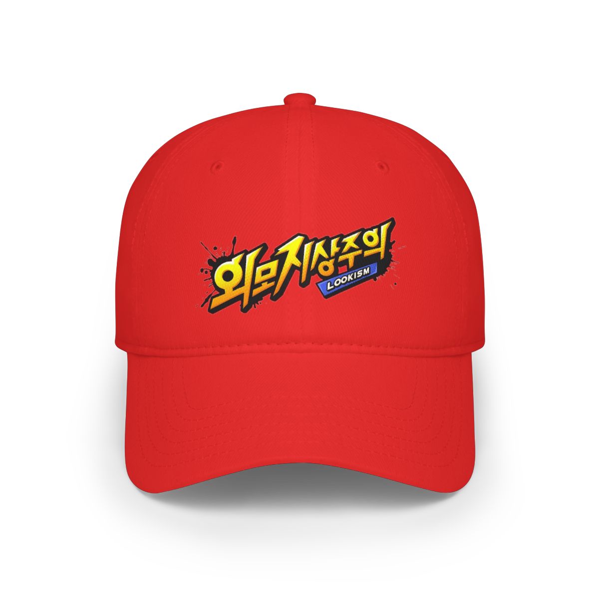 Korean Street Comic Logo Low Profile Cap | Retro Pop Text Baseball Cap | Lookism - Official Hats & Caps merchandise